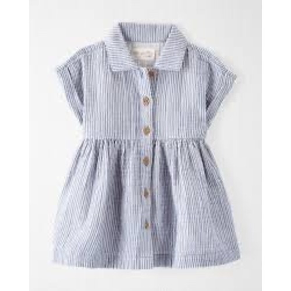 Little Planet by Carters Organic Cotton Blue Pinstripe Gauze Dress 12M